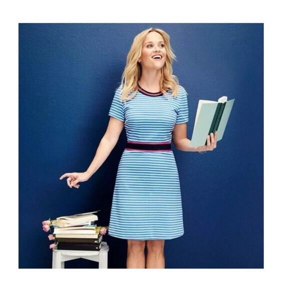 Draper James Persley Ponte Dress –‎ Size XXL – Navy/White Stripe - Picture 2 of 8